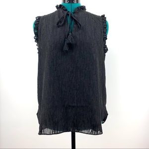 Joie NWT Metallic Accent Black Crepe Sleeveless Top, Small